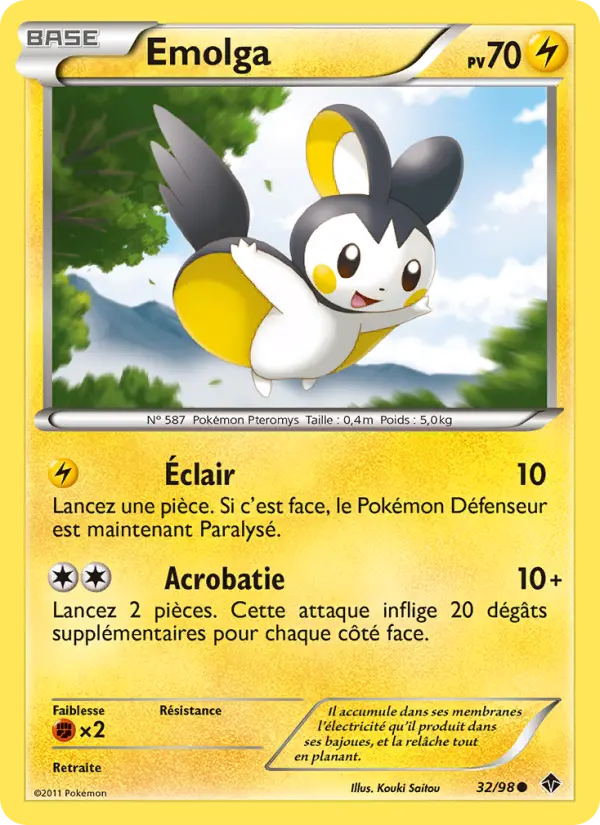 Emolga — Carte Pokémon 32 Pouvoirs Émergents