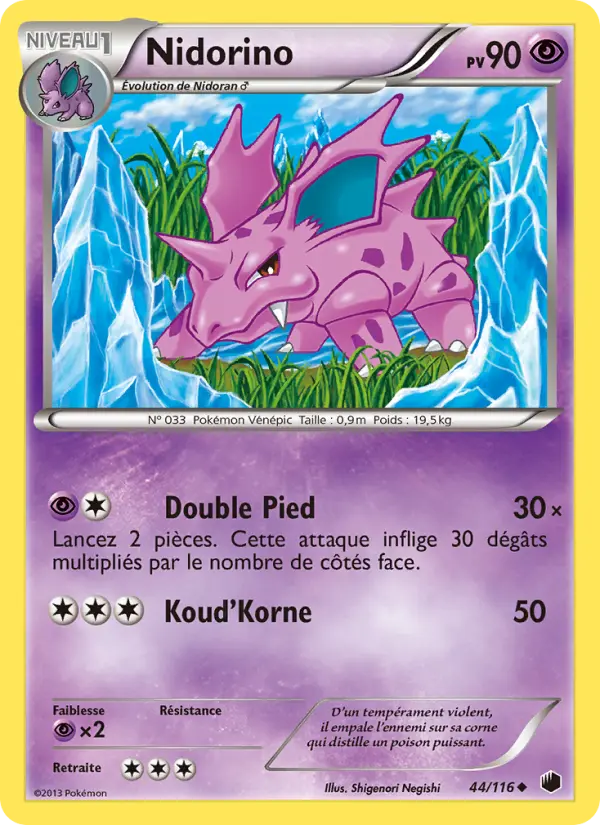 Nidorino — Carte Pokémon 44 Glaciation Plasma