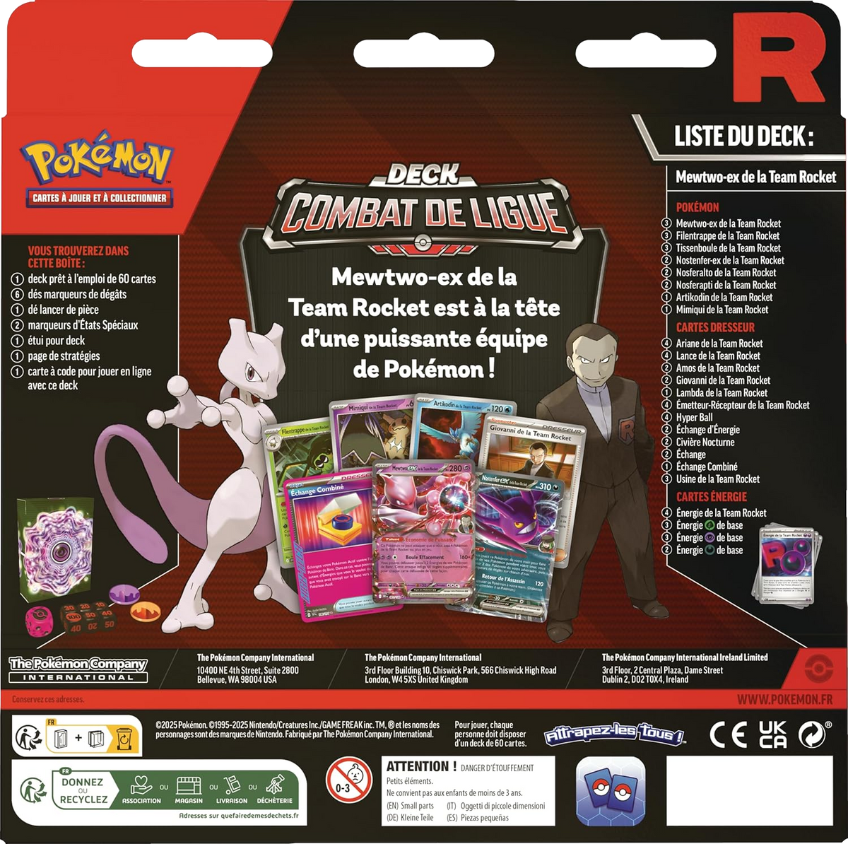 Deck - Combat de Ligue / Mewtwo-ex de la Team Rocket (verso)