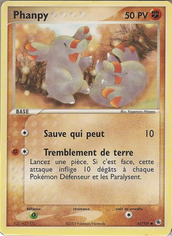 Phanpy — Carte Pokémon 62 EX Rubis & Saphir