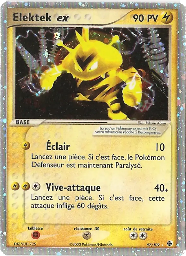 Elektek ex — Carte Pokémon 97 EX Rubis & Saphir
