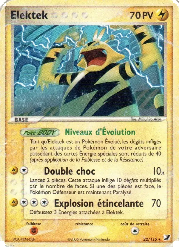 Elektek — Carte Pokémon 22 EX Forces Cachées