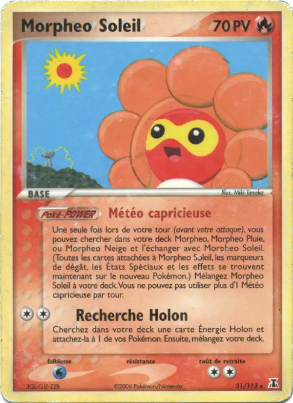 Morpheo Soleil — Carte Pokémon 31 EX Espèces Delta