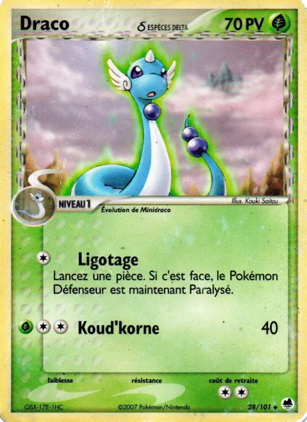 Draco δ — Carte Pokémon 28 EX Île des Dragons