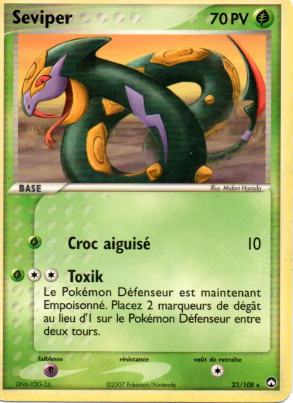 Seviper — Carte Pokémon 23 EX Gardiens du Pouvoir
