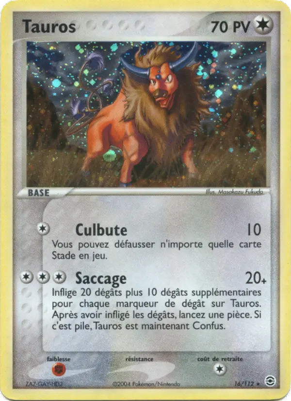 Tauros — Carte Pokémon 16 EX Rouge Feu & Vert Feuille