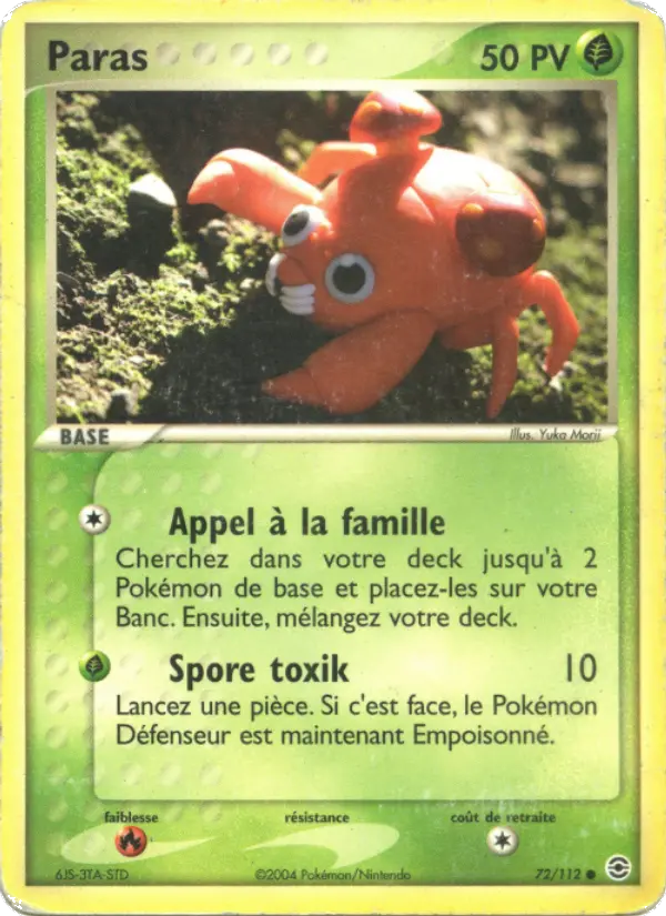 Paras — Carte Pokémon 72 EX Rouge Feu & Vert Feuille