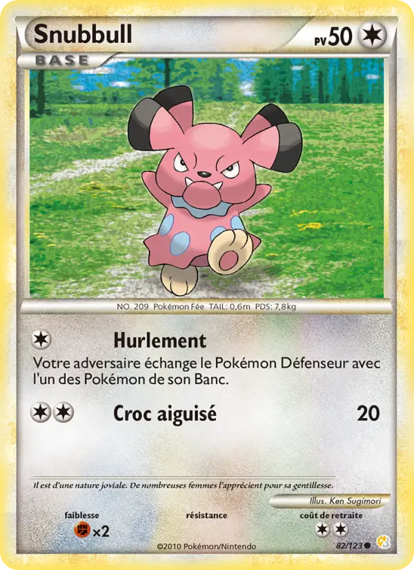 Snubbull — Carte Pokémon 82 HeartGold SoulSilver