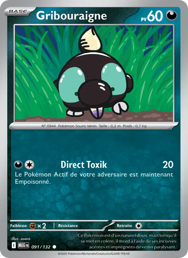 Gribouraigne — Carte Pokémon 091 Méga-Évolution