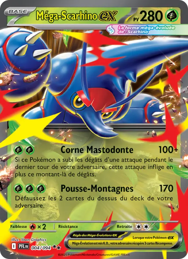 Méga-Scarhino-ex — Carte Pokémon 004 Flammes Fantasmagoriques
