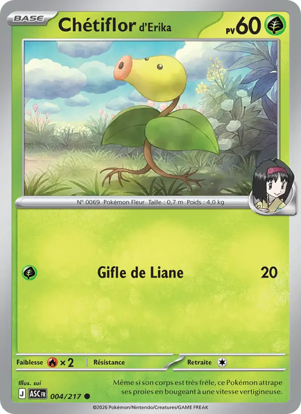 Chétiflor d'Erika — Carte Pokémon 004 Héros Transcendants