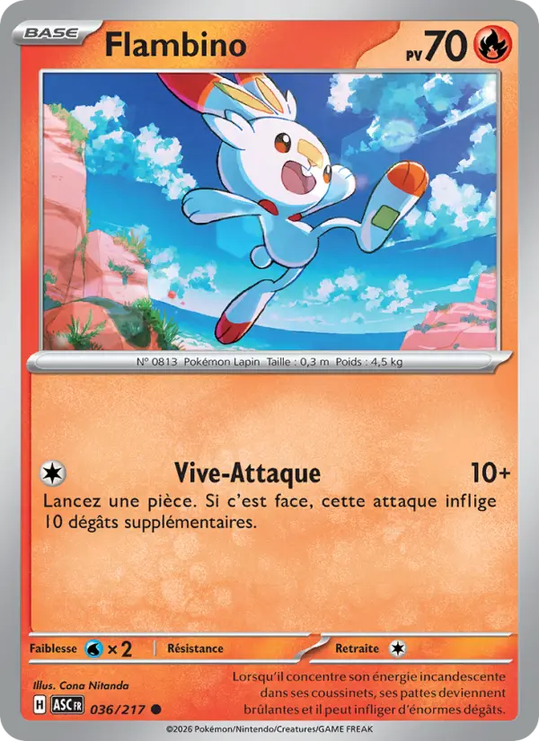 Flambino — Carte Pokémon 036 Héros Transcendants