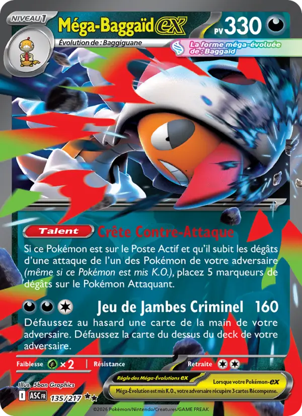 Méga-Baggaïd-ex — Carte Pokémon 135 Héros Transcendants