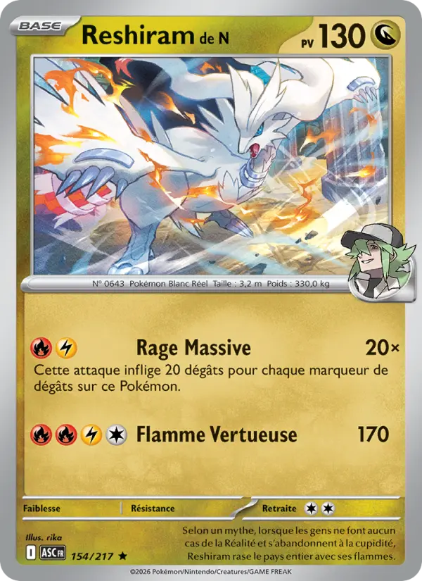 Reshiram de N — Carte Pokémon 154 Héros Transcendants