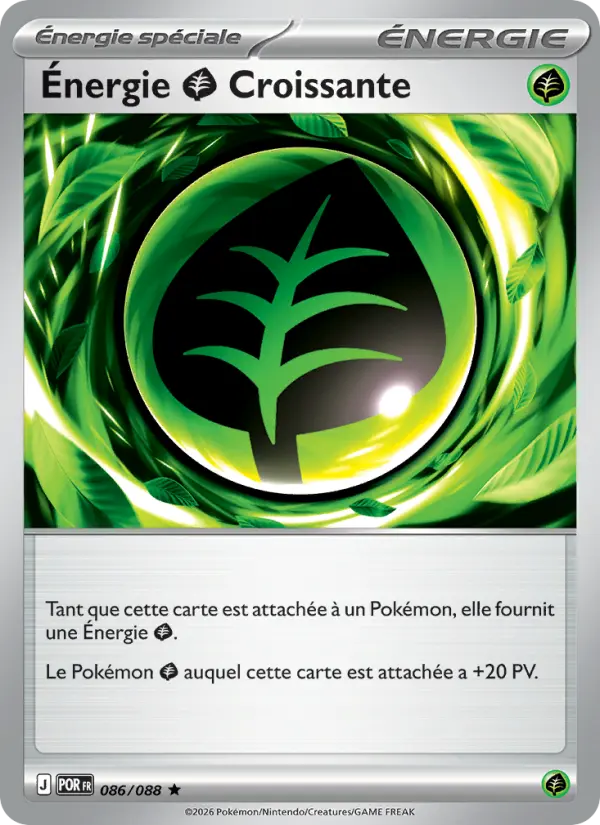 086/088 - Énergie Grass Croissante — Carte Pokémon ME03 PlayShop