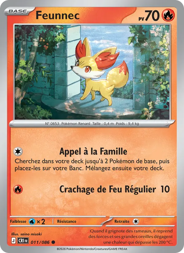 Feunnec — Carte Pokémon 011 Chaos Ascendant
