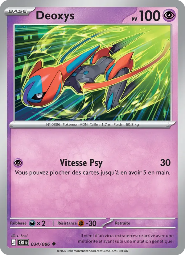 Deoxys — Carte Pokémon 034 Chaos Ascendant