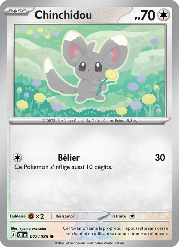 Chinchidou — Carte Pokémon 072 Chaos Ascendant