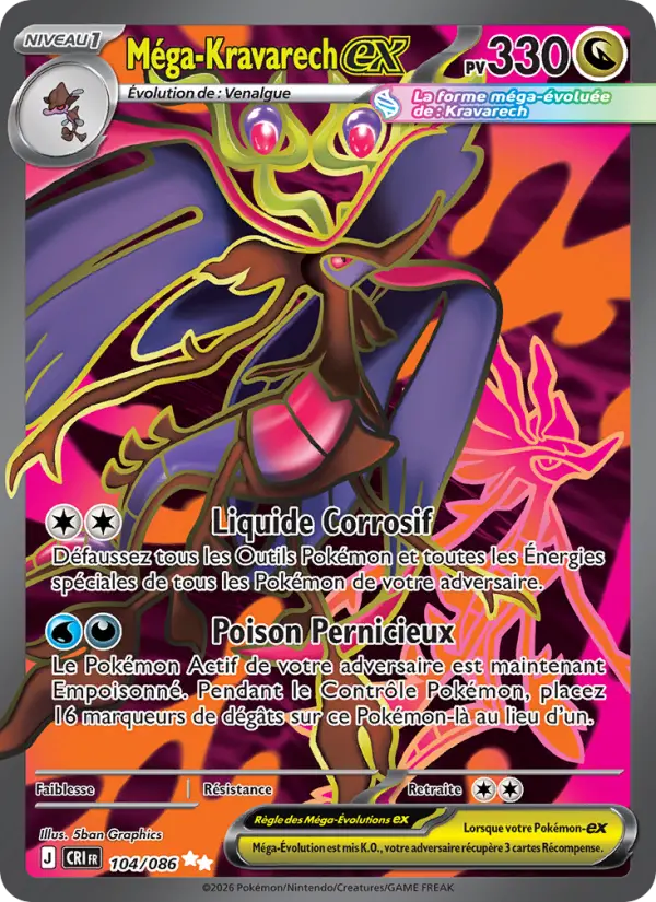 Méga-Kravarech-ex — Carte Pokémon 104 Chaos Ascendant