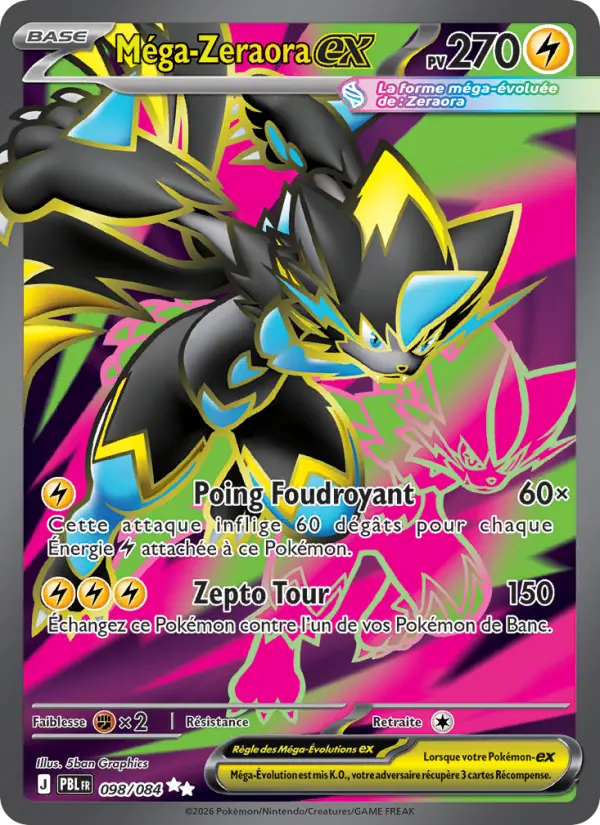Méga-Zeraora-ex — Carte Pokémon 098 Nuit Noire
