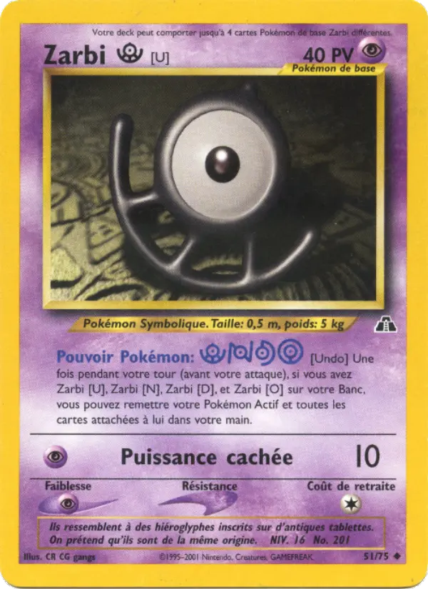 Zarbi U — Carte Pokémon 51 Neo Discovery