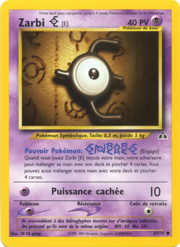 Zarbi E — Carte Pokémon 67 Neo Discovery