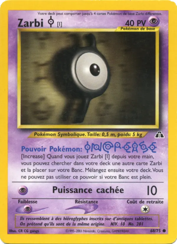 Zarbi I — Carte Pokémon 68 Neo Discovery