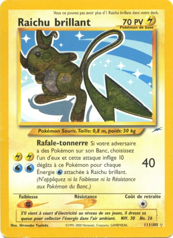 Raichu brillant — Carte Pokémon 111 Neo Destiny