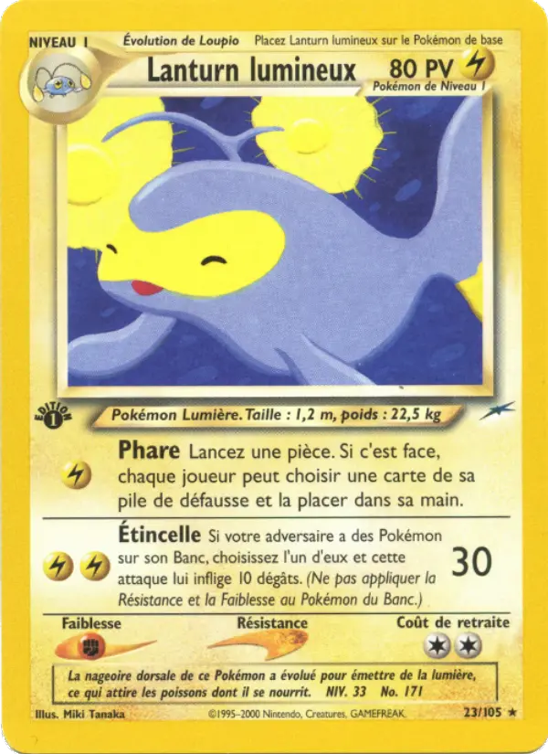 Lanturn lumineux — Carte Pokémon 23 Neo Destiny