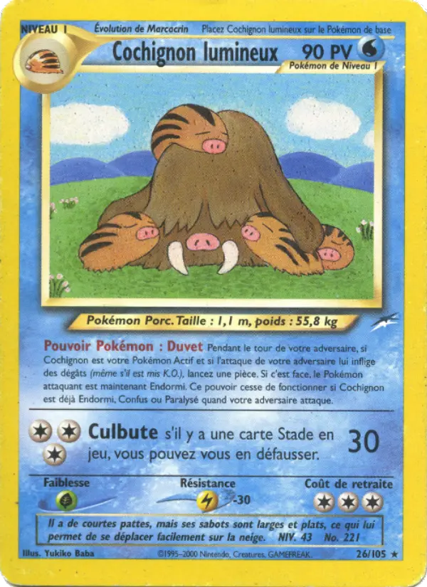 Cochignon lumineux — Carte Pokémon 26 Neo Destiny