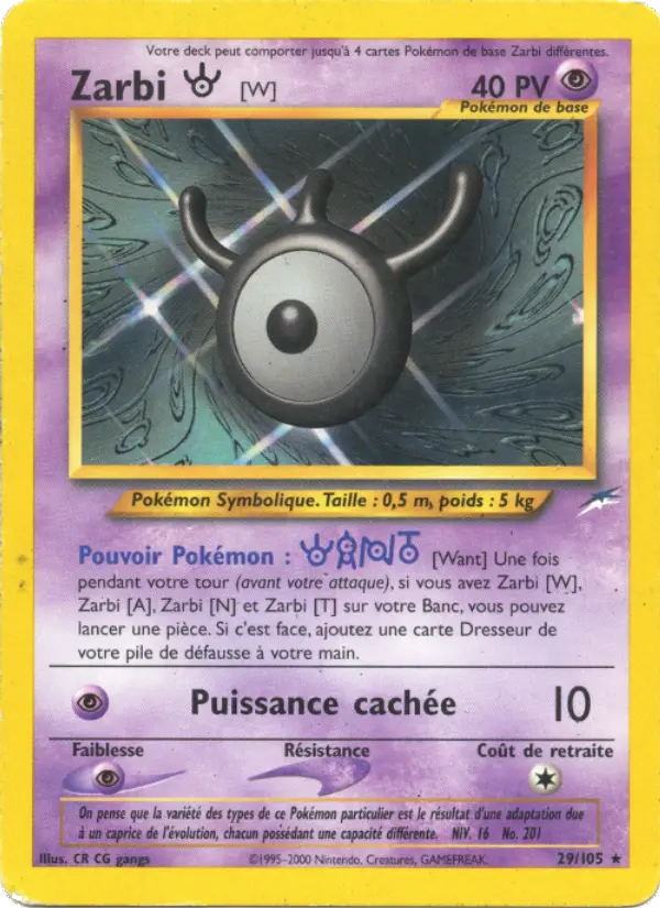 Zarbi W — Carte Pokémon 29 Neo Destiny