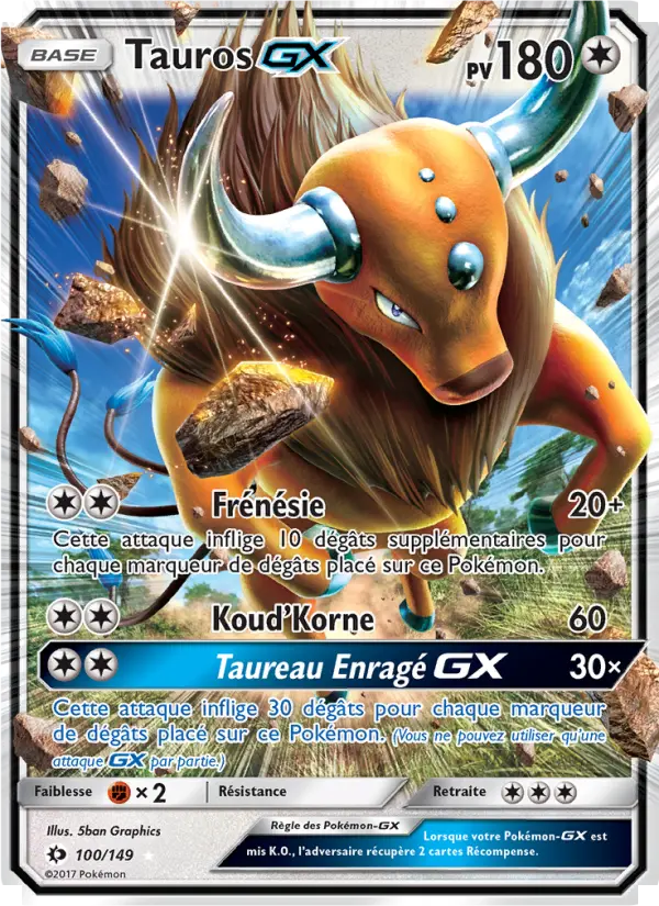 Tauros GX — Carte Pokémon 100 Soleil et Lune