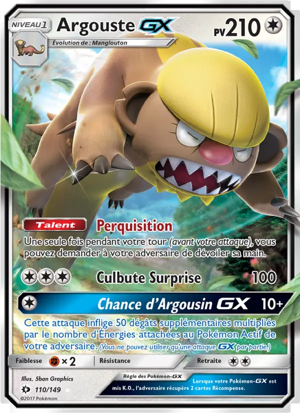 Argouste GX — Carte Pokémon 110 Soleil et Lune