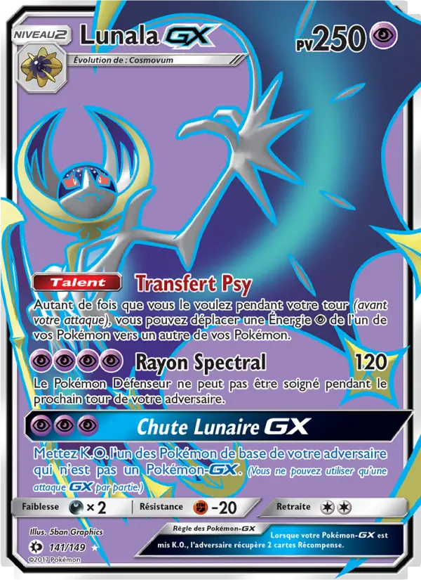 Lunala GX — Carte Pokémon 141 Soleil et Lune