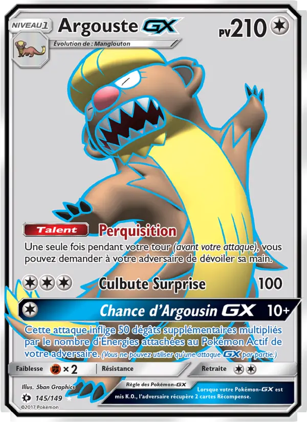 Argouste GX — Carte Pokémon 145 Soleil et Lune