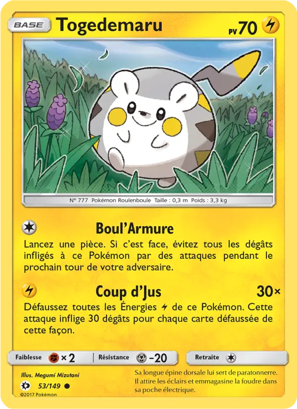 Togedemaru — Carte Pokémon 53 Soleil et Lune
