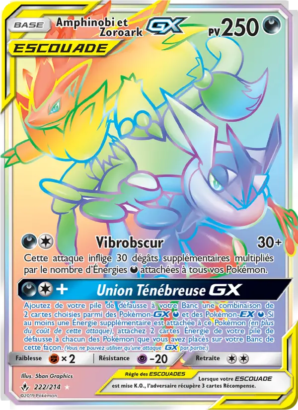 Amphinobi et Zoroark GX — Carte Pokémon 222 Alliance Infaillible