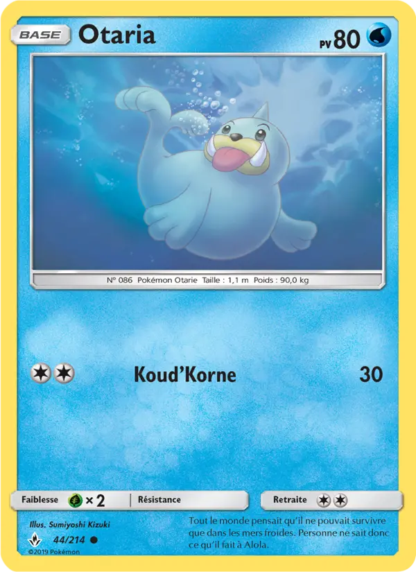 Otaria — Carte Pokémon 44 Alliance Infaillible