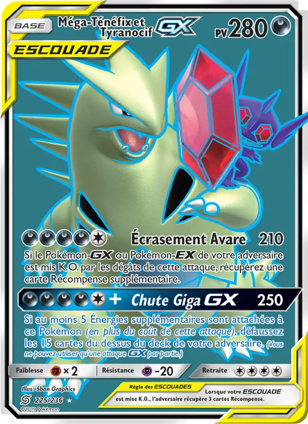 Méga-Ténéfix et Tyranocif GX — Carte Pokémon 225 Harmonie des Esprits