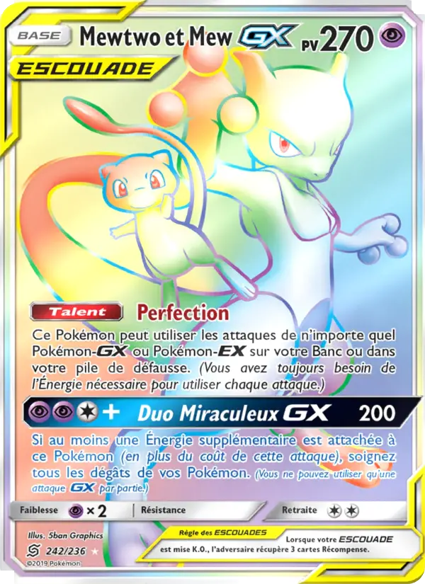 Mewtwo et Mew GX — Carte Pokémon 242 Harmonie des Esprits