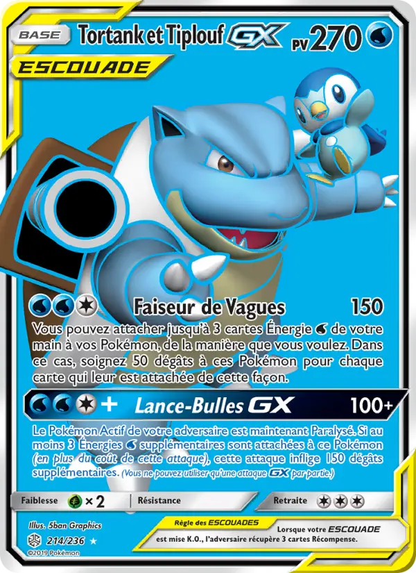 Tortank et Tiplouf GX — Carte Pokémon 214 Éclipse Cosmique