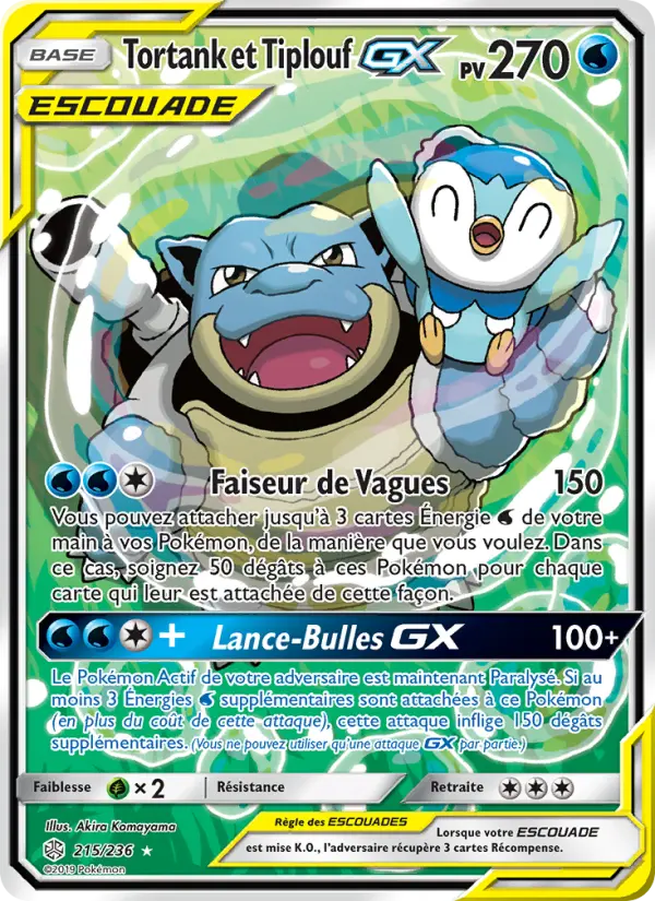 Tortank et Tiplouf GX — Carte Pokémon 215 Éclipse Cosmique