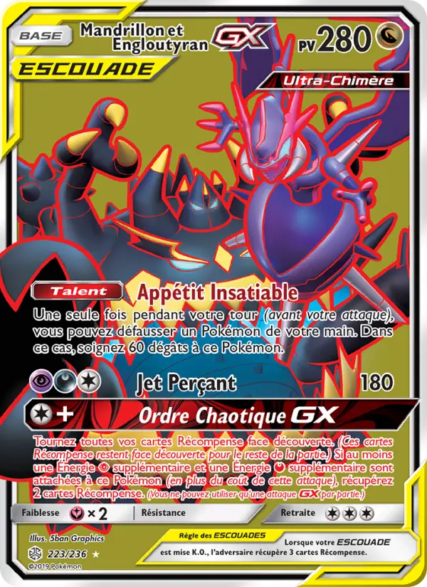 Mandrillon et Engloutyran GX — Carte Pokémon 223 Éclipse Cosmique