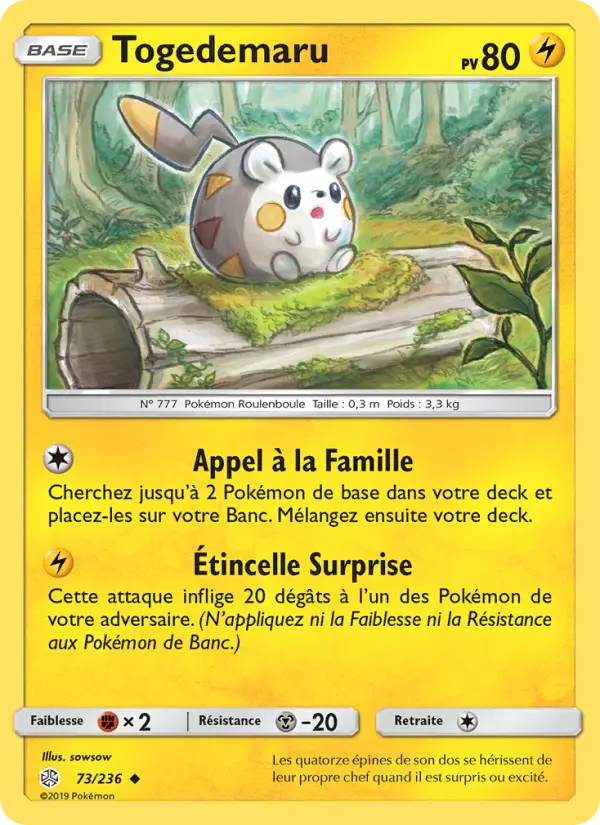 Togedemaru — Carte Pokémon 73 Éclipse Cosmique