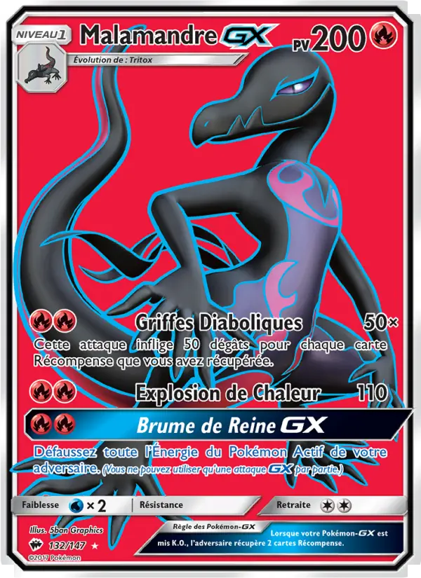 Malamandre GX — Carte Pokémon 132 Ombres Ardentes