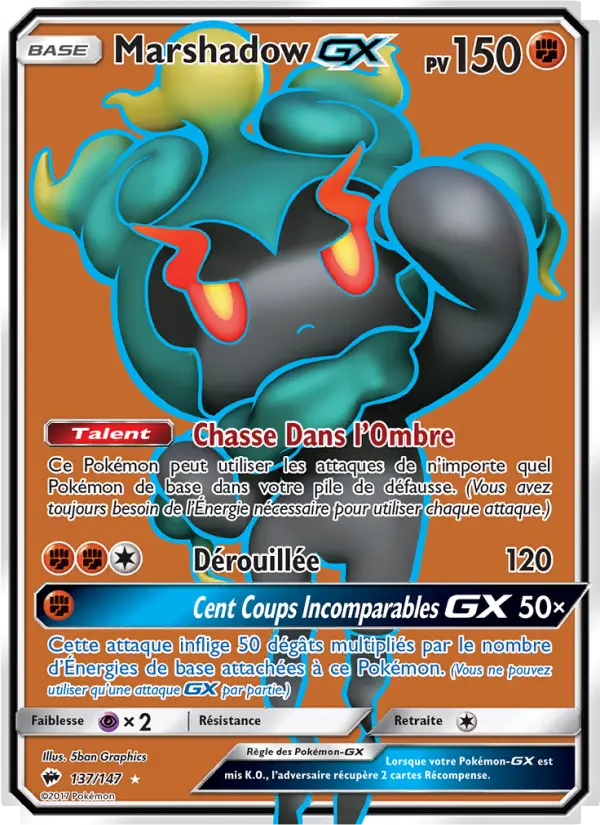 Marshadow GX — Carte Pokémon 137 Ombres Ardentes