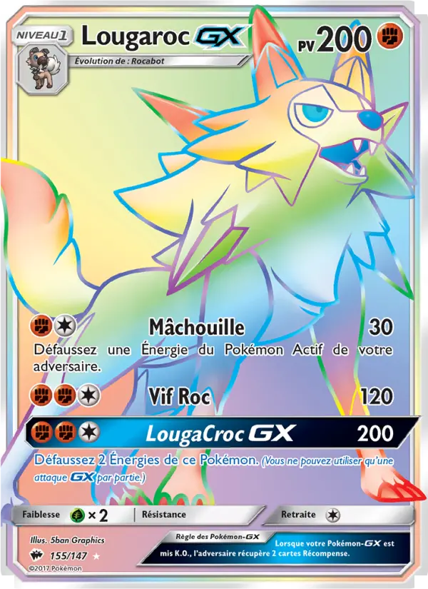 Lougaroc GX — Carte Pokémon 155 Ombres Ardentes