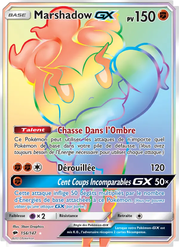 Marshadow GX — Carte Pokémon 156 Ombres Ardentes