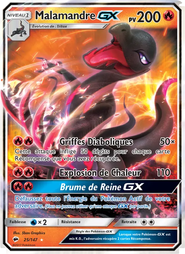 Malamandre GX — Carte Pokémon 25 Ombres Ardentes