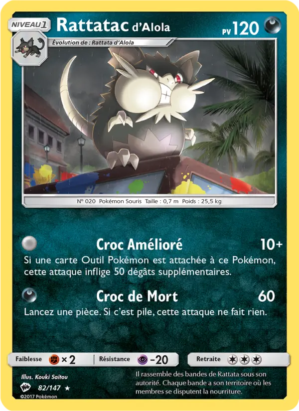 Rattatac d’Alola — Carte Pokémon 82 Ombres Ardentes